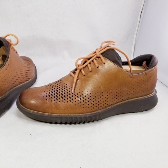 COLE HAAN ZEROGRAND MEN OXFORDS LACES SHOES SNEAKERS BROWN LEATHER SIZE 9 M - Picture 1 of 12